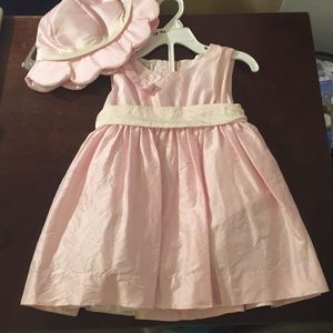 Pale Pink Party Dress, matching Bonnet & Bloomers